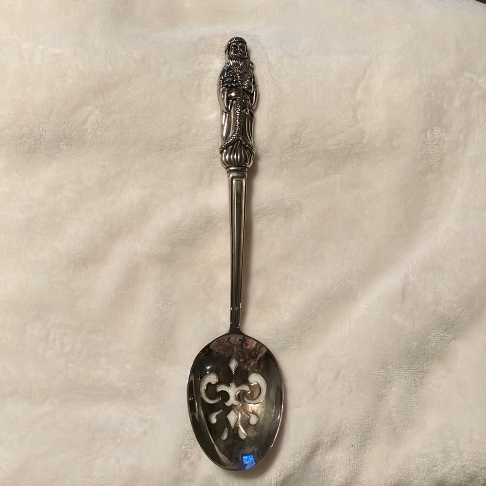 Godinger silver plated , slotted Christmas serving spoon